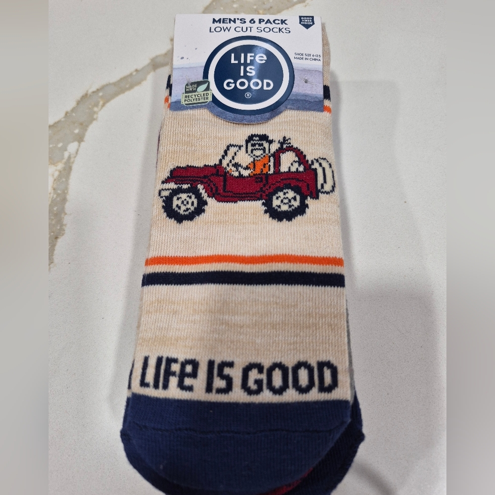 Life Is Good Men's Low Cut Socks - Gray, Blue, and Red